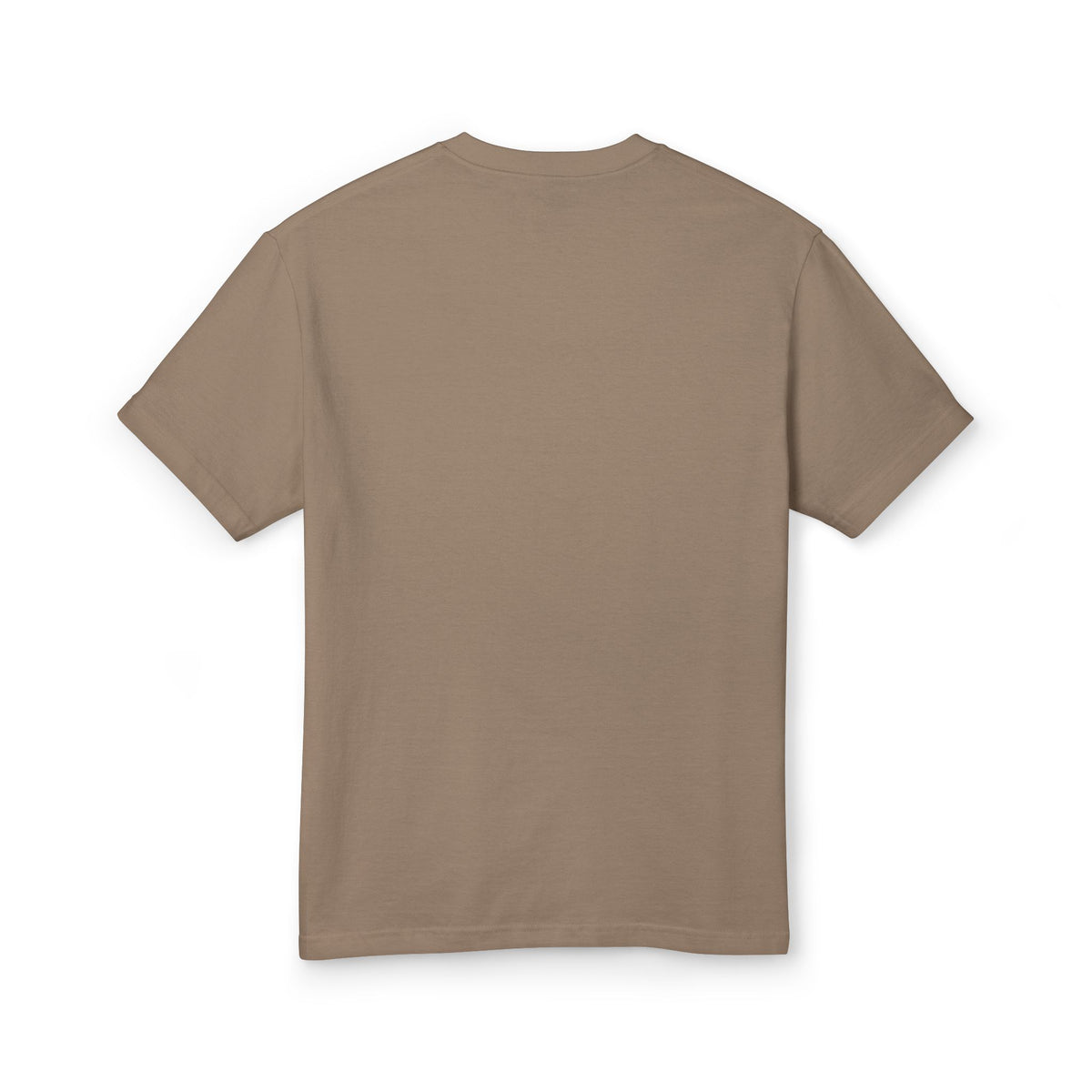 Mockup of Staircase Editions Book Stack Tee in Faded Brown, back view showing the plain back.