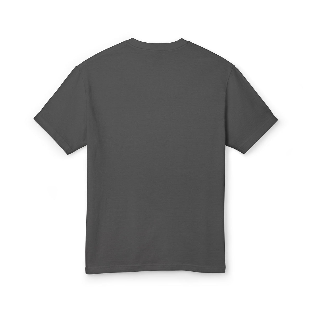 Mockup of Loose Grid Pattern Graphic Tee in Faded Black, showing the back of the garment.
