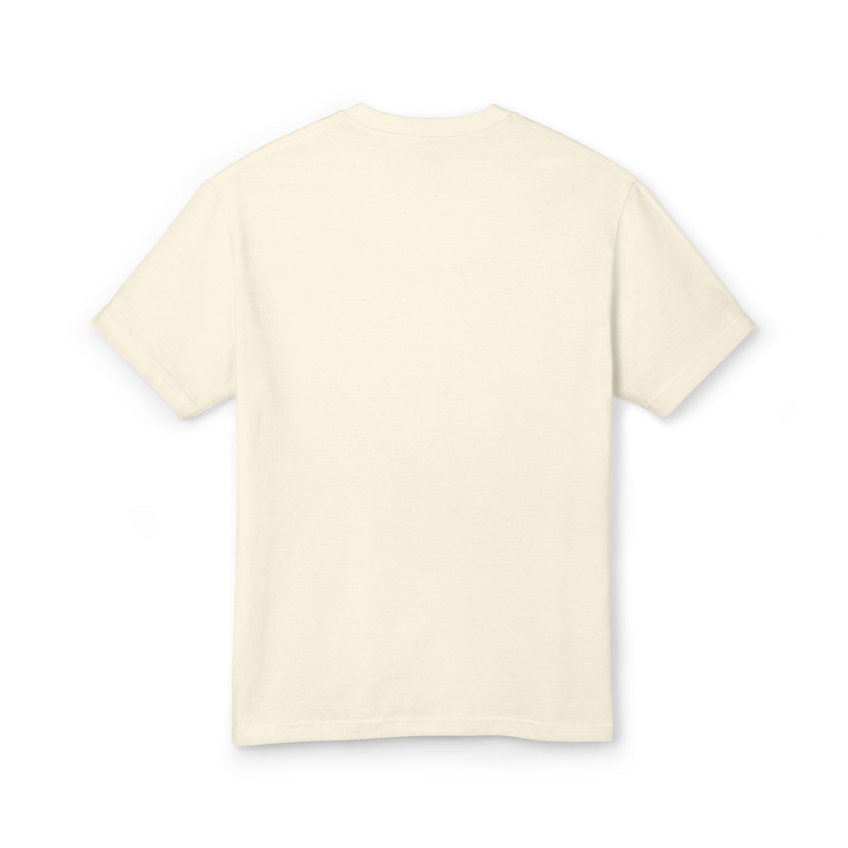 Mockup of Counterform Abstract Letter Graphic Tee in Faded Cream, showing the back of the garment.